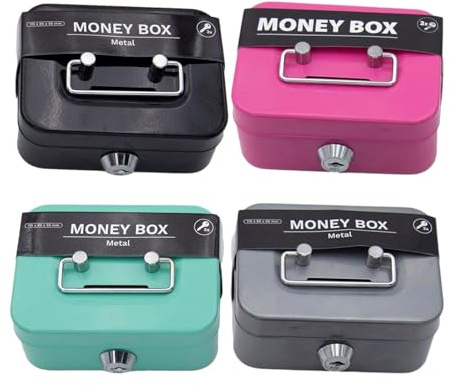 Caisse Tirelire En Métal Petite Caisse À Monnaie Et Billets Avec 2 Clés, Caisse Avec Serrure À Clé, Boîte De Sécurité Portable Pour Les Bureau À Domicile Enfant Adulte