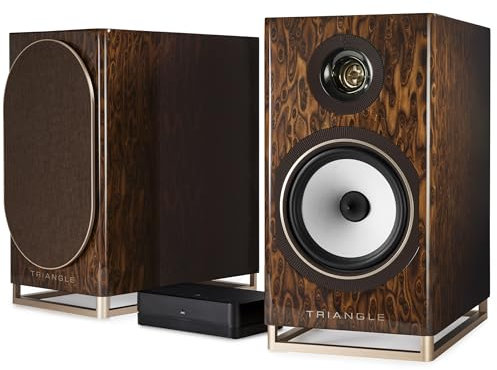 Triangle - Enceintes Connectées Capella - Bibliothèque sans-Fil 2 x 100W - Wi-FI & Bluetooth - Airplay/Chromecast - TV Arc et Optique – Made in France - 200 x 380 x 315 mm – Nebuleuse Brune (Paire)