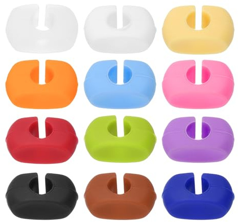 sourcing map 12pcs Wine Glass Charm, Silicone Drink Glass Markers, Oval Shape Glass Identifiers for Cocktails Drinks Bar Party Wine Glass
