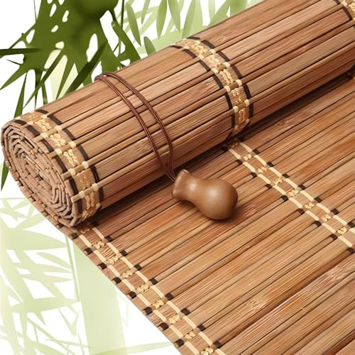 Eiauiuo Retro Bamboo Roller Blinds, Blackout Roman Bamboo Blinds, Opaque Privacy Screen For Living Room & Kitchen, Side Pull Bamboo Window Blinds, Sun Protection, Easy Fit Roller Shutter(Width 70cm,Hi