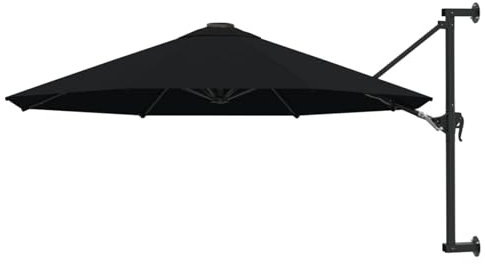 Juroupi Wall-Mounted Parasol with Metal Pole 300 cm Black,Wall-Mounted Parasol,Outdoor Garden Wall-Mounted Parasol-47300