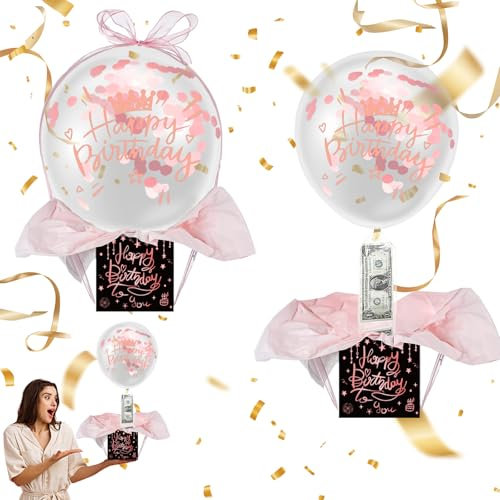 Yootiko Scatola per palloncini di compleanno, con nastro per palloncini, regalo di compleanno, con scatola per palloncini, per fidanzata e moglie