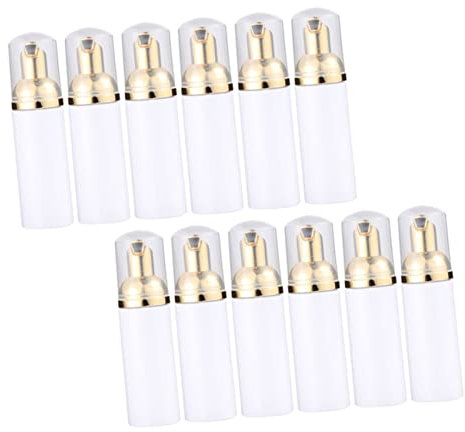VINTORKY Lot de 12 Distributeurs Rechargeables à Pompe 30 ML Pet Blanc Et Doré, Flacons Portables pour Moussant Visage, Bouteille De Voyage Compacte Adaptée Aux Cosmétiques