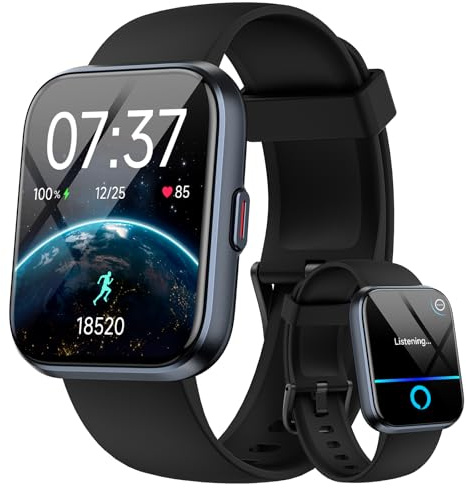 Smart Watch for Men Women, 1.85 HD Touchscreen Smart Watches Answer/Make Calls, Smartwatch for iPhone/Samsung/Android, Fitness Watch with Heart Rate/Sleep/Spo2 Monitor/IP68 Waterproof, Alexa
