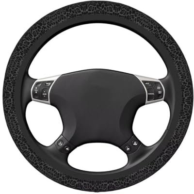 Lenkradbezug Universal 15 Zoll Black Leopard Lenkradbezüge Anti-Rutsch-Elastizität Autozubehör Lenkradschutz Warm Lenkradbezug