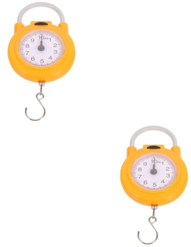 BESPORTBLE 2St Gewichtswaage für Gepäck Handliche Federwaage Leichtgewichtige Federwaage Kompakte Babywaage Spiel Koffer Waage tragbare Hängewaage hängende Fischwaage Metall Yellow