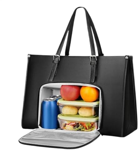 Bolsa de almuerzo 2 en 1, bolsa de trabajo con compartimento para el almuerzo, bolsa de almuerzo de gran capacidad para mujer, bolsa de laptop de 15.6 pulgadas con compartimento aislado para lonchera,