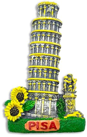 Imán 3D Pisa – Torre colgante en miniatura – Imán decorativo para nevera y pizarra magnética – Recuerdo artístico de colección – 8 x 6 cm