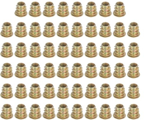 sourcing map 58 Pcs Threaded Inserts for Wood, Zinc Alloy M6 Thread Inserts Nuts Hex Socket Drive Screw 10mm Length for Furniture, Cabinet, Tables and Chairs