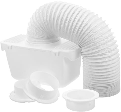 Tofficu Kit de Ventilation pour Sèche-linge Tuyau en Plastique Blanc, Connecteur D'évacuation Intérieur, Collecte D'eau et Filtration des Fines Saletés, 1 Set