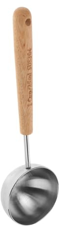 Zerodeko Cuchara Medidora De Café y Polvo Con Mango De Madera, 25 Ml, Acero Inoxidable, Graduada, Antideslizante, Para Cocina y Proteínas, Uso Diario, Diseño Dorado