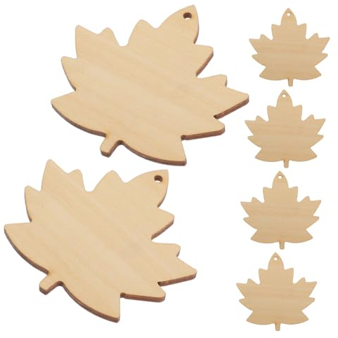 HOMSFOU 6 Piezas Bricolaje De Chips De Madera Adornos De Hojas Recorte De Arce Decoraciones Colgantes De Otoño Etiquetas De Hojas De Otoño Recortes De Hoja De Arce Madera Beige