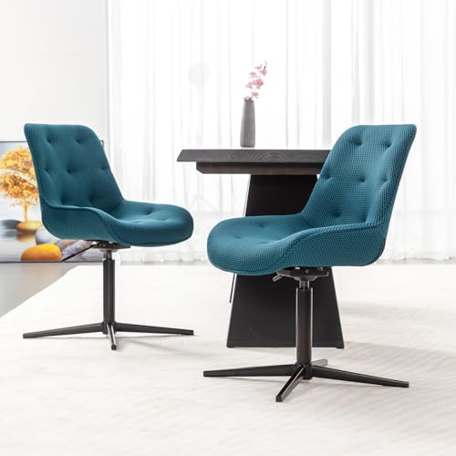 BALIAA Chaise Cuisine Lot de 2, Chaise Pivotante Salle à Manger Matériau en Maille Respirante, Pieds de Chaise en Métal, Sarcelle