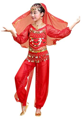Girls Sequin Performance Outfit Long Sleeve Top Pants Set Stage Dance Costume Sparkly Mesh Glitter Outfit for Kids Spring Summer