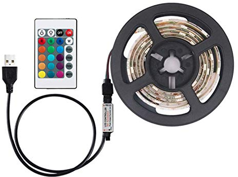 Striscia LED SMD3528 RGB alimentata tramite USB, 1M/2M, 60/120 LED, bianco, IP65, telecomando, flessibile per retroilluminazione TV, decorazione domestica e
