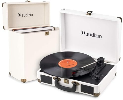 Audizio RP116CR - Tocadiscos con BT bidireccional + Maleta RC32 Color Crema | Bluetooth bidireccional incorporado, correa de transmisión, sonido estéreo, para digitalizar tu colección de discos