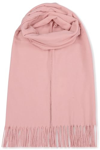 malito - Damen Modeschal - weicher Schal aus Viskose-Baumwoll Gemisch - langer Winterschal Stola Unifarben S600 - (Altrosa)