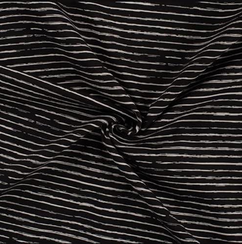 Baumwolljersey bedruckt Streifen - Jerseystoff Meterware gestreift, BW Jersey maritim *Ab 50cm, Farbe: 369 schwarz