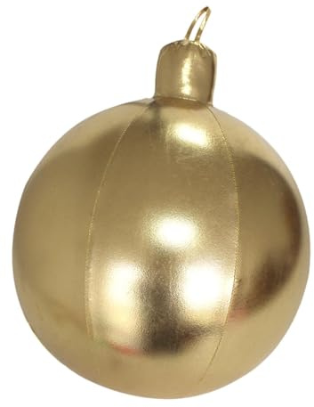 SZLIFE Palla Gonfiabile Natalizia 40 Cm, Palloncino per Feste, Palla Gonfiabile in Pvc per Decorazioni Esterne Invernali, Decorazioni Natalizie per Esterno Cortili, Giardini, Feste Oro