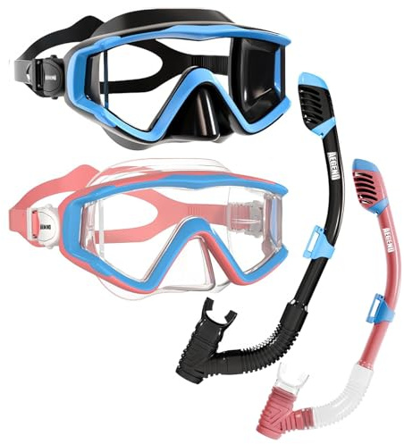 Aegend Snorkeling Gear for Adults Youth Kids, Snorkel Mask with Top Dry Valve - Panoramic View Anti-Leak and Anti-Fog with Mesh Bag for Snorkeling, Scuba Diving, Freediving & Swimming