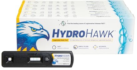 HydroHawk Legionellen-Abstrichtest für Wasserentnahmestellen – 5er-Pack Einweg-Testkits zum Nachweis von Legionella pneumophila sg1 – für Pool, Klimaanlage, Whirlpool – 25-Minuten-Schnelltest