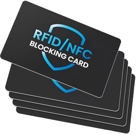COYUN RFID Protection Card – Scheda Blocco RFID Anti-Frode Ultra Sottile – Proteggi Carte di Credito Contactless – Porta Carte con Protezione (Edizione Nera – 5 Pezzi)