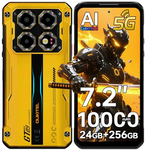 OUKITEL WP60 5G Outdoor Smartphone, 7,2 Zoll 120Hz Outdoor Handy Ohne Vertrag 24GB+256GB/2TB Handys, 10000mAh 108MP+32MP+8MP-Nacht baustellenhandy,Android 15 IP68 Wasserdicht Handy Dual SIM 5G/NFC/GPS