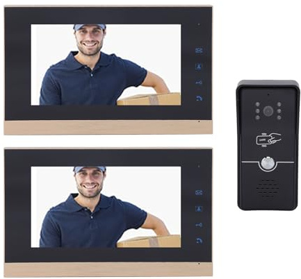 BAFOVY Video Intercom System, 7in TFT HD Display Wired Doorbell with Rain Cover 120º Wide Angle Camera for Apartments Villas Hotels Offices (Black)
