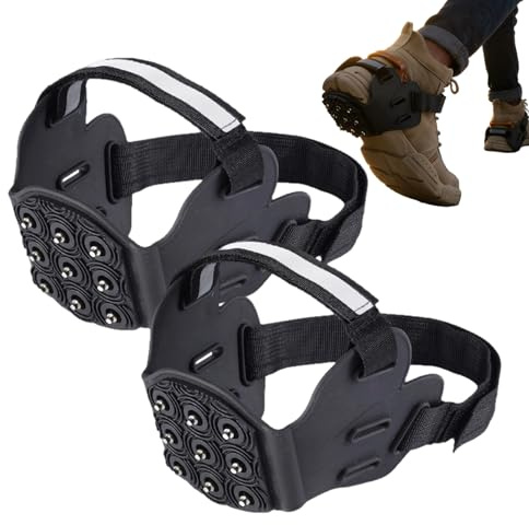 Spikes Für Schuhe, Schuhspikes 9-Stud Ice Klampen Schuhkrallen Schneeketten Spikes Mit Reflektierenden Streifen Antirutsch Schuhspikes Schuhkrallen Steigeisens Für Grödeln Wander Joggen Stadtpendeln