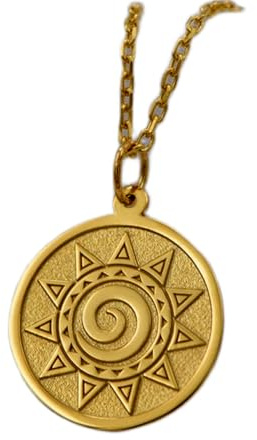 22mm 925 Sterling Silber Halskette | 18 Zoll Kette | Sonne Anhänger - Himmlische Sonne, Solar Schmuck | Spirituell | Handmade Anhänger | Vergoldeter Schmuck | WW_PNK_01497