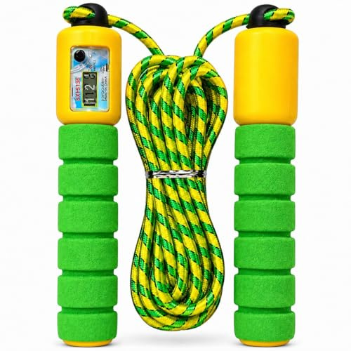 Skipping Ropes For Adults & Kids - Adjustable Jump Rope With Counter Soft Handles 2.4m Jumping Rope For Exercise Fat Burning Workout Gym Training