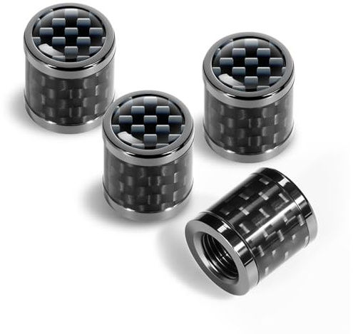 QIZUN 4pcs Ventilkappen Auto für Mercedes Benz AMG W211 W205 W213 W203 C218 A207 CLA CLS E Klasse Luftdicht Staubdicht Reifenventilkappen Schutzdeckel Carbon-Design,Carbon Fiber