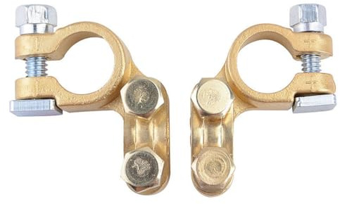 LAPYAPPE Morsetti Batteria Auto in Ottone Oro 1 Paio Terminali Connessione Alta Conduttività per Applicazioni ad Alto