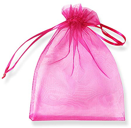 Plecupe 100 Stk. Organza-Säckchen für Hochzeitsbonbons und Lebensmittel, 7 x 9 cm, Geschenktasche, transparent, mehrfarbig, rosarot, 25*35cm