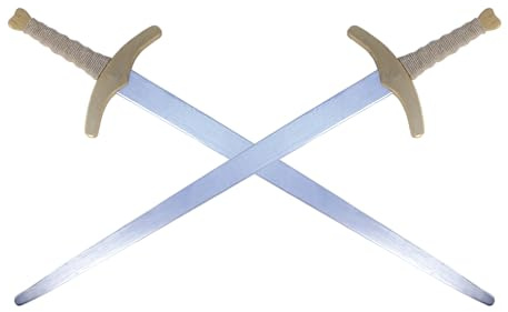BestSaller 1006 Ritter Zweihand Prunkschwert, Holz, 110 cm, mit Leinengriff, Gold/Silber (2 Stück)