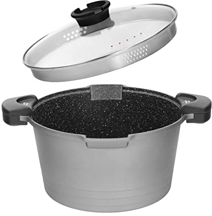 ROSSETTO Pentola Scolapasta a Induzione Antiaderente per Pasta con Coperchio, Alluminio, 28cm, 8Litri