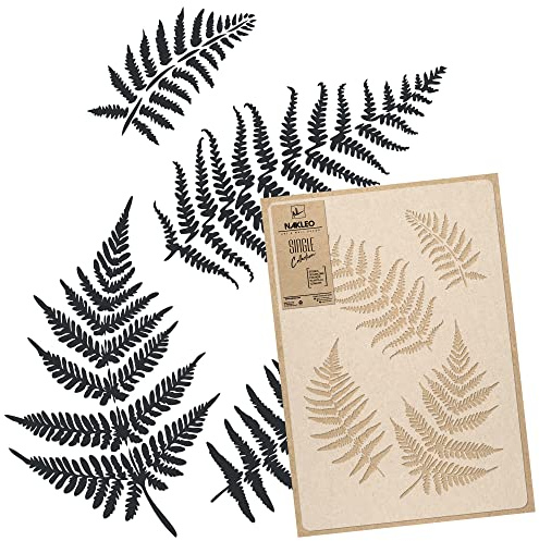 NAKLEO Pochoir pour Peinture Murale Grand Format 43x64cm, Modèle en Plastique et Réutilisable, Fougère Feuille Fronde Branche, DIY Bricolage Artisanat Décoration a Peindre, Bois Tissu Mueble