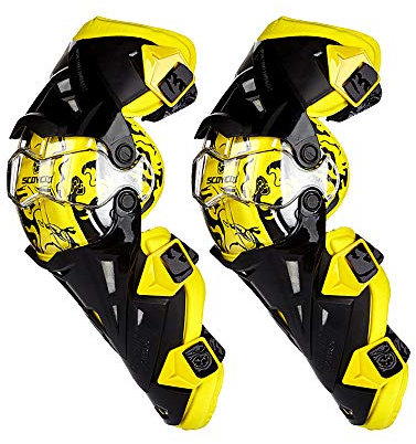 Scoyco Rodillera de motocicleta Protectores de rodilleras de motocross protección de la rodilla de la motocicleta Protectores de carreras de motocicleta Seguridad Gears Race Brace (amarillo)