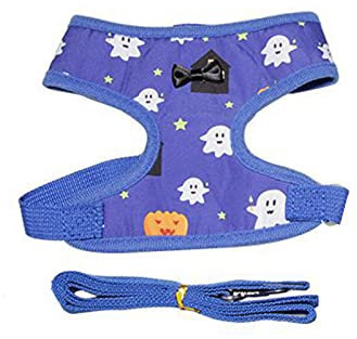 SHINROAD Pet Cats Dogs Harness Traction Rope Kit Pet Chest Strap Set Halloween Series Pattern Decorative Good Air Permeality Pet Supplies Blue S