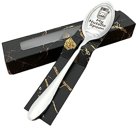 My Nutella Spoon + Gift Box, Laser Engraved Customised Gift, Birthday's Day Gift, Engraved Text My Chocolate Spoon - Silver Colour