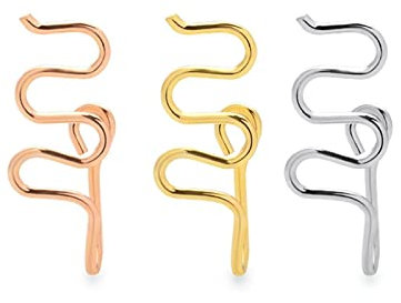 Stfery Fake Bauchnabel Piercing, Nasenpiercing Nostril Vergoldet Dreifarbig Schlangenform Schmuck Zunge Lippe 3 Stück Damen Geschenk