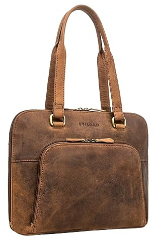 STILORD Hermione Echt Leder Business-Tasche 13,3 Zoll Damen Vintage Shopper für Büro, Notebook und Akten-Tasche Frauen Arbeitstasche Ledertasche Farbe:Torino - braun
