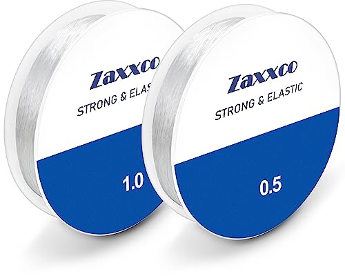 Zaxxco Fil Elastique pour Bracelet 2 Unités – Fil Elastique pour Bracelet Resistant – Résine Extensible et Waterproof en 2 Tailles Différentes – Idéal pour Créer Ses Bijoux