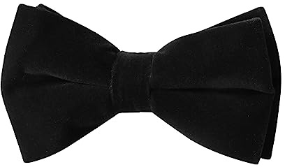 HOULIFE Nœud papillon pour homme - Réglable en velours pré-noué - Nœud papillon uni avec papillons - Pour marié, mariage formel - Avec boîte cadeau (double couche), Noir , 12x7cm