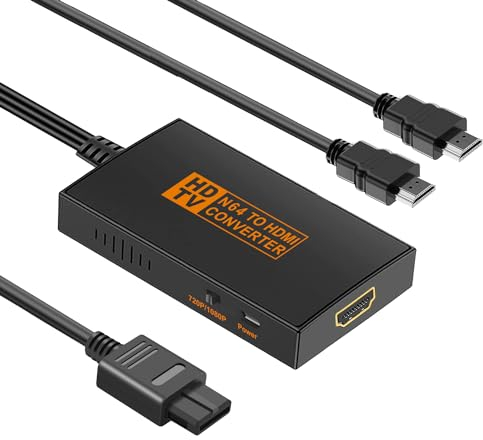 AIFHDAUF N64 auf HDMI Konverter mit HDMI Kabel, N64 auf HDMI Adapter kompatibel mit Nintendo 64 / Game Cube/SNES