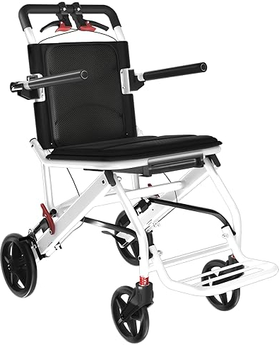 GHBXJX Faltbar Leicht Rollstuhl für die Wohnung, Ultraleicht Rollstühle für Erwachsene, Reiserollstuhl mit Trommelbremse, Transportrollstühle, Aluminium, 8.6 kg, Schwarz