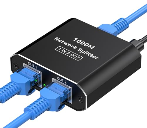 VPFET Switch Ethernet Splitter 1 a 2 Gigabit Network Splitter 1 Macho a 2 RJ45 LAN Switch 2 Port en USB C Power Cable Se Utiliza en Concentradores Conmutadores Televisores y Enrutadores