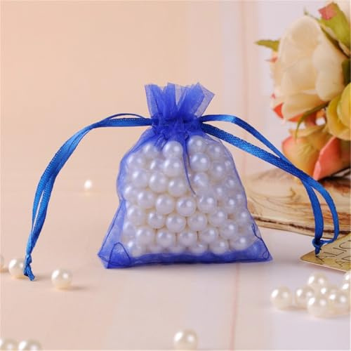 250 Stück 5x7cm Organzasäckchen Geschenkbeutel Organza Geschenksäckchen Schmuck Säckli mit Kordelzug Beutel Klein Organzabeutel Tütchen für Hochzeiten Weihnachten Festival Party (Königsblau)