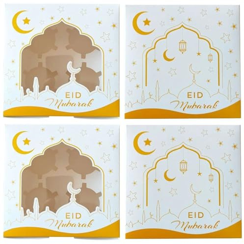 20 PièCes/Ensemble BoîTe à Tarte Aux œUfs en Papier pour PâTisserie Eid Mubarak BoîTe d'emballage De GâTeaux Portable RéCipient Alimentaire Fournitures De FêTe