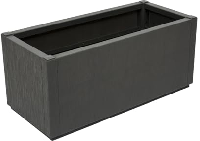 Kreher® XL Pflanzkasten Blumenkasten im Struktur-Design aus Kunststoff Maße BxTxH in cm: 80 x 36 x 36 cm. (Anthrazit)